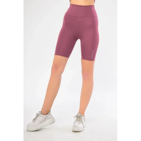 Yüksek Bel Biker Sporcu Şort - Gül Kurusu