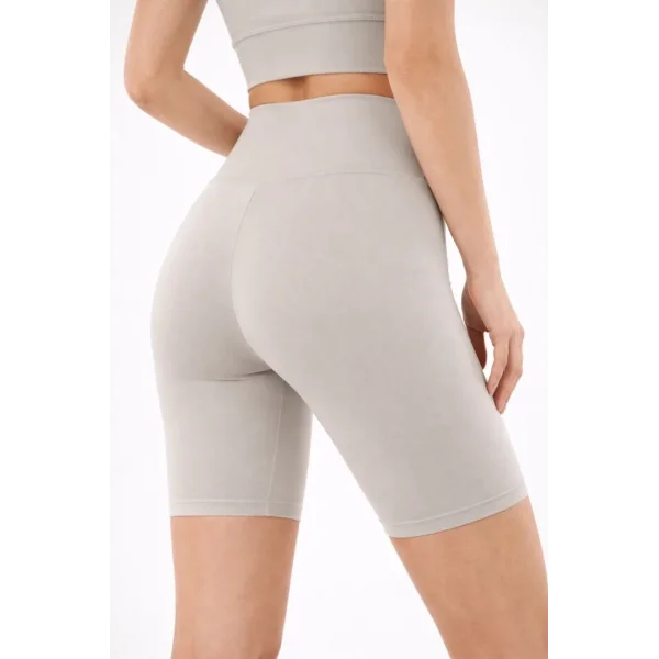 Yüksek Bel Biker Sporcu Şort - Taş