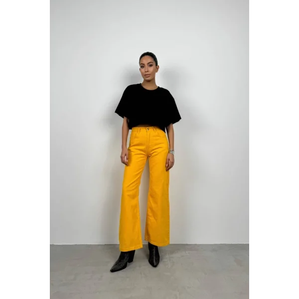 Yüksek Bel Boru Paça Jean