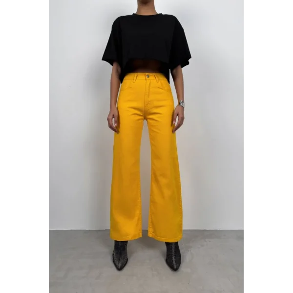 Yüksek Bel Boru Paça Jean