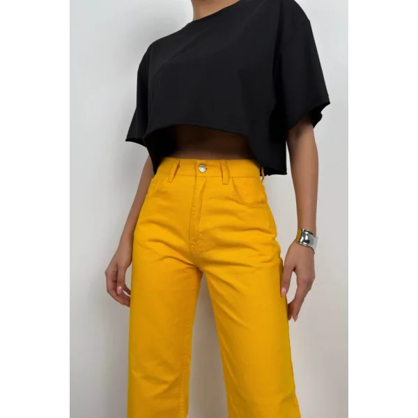 Yüksek Bel Boru Paça Jean