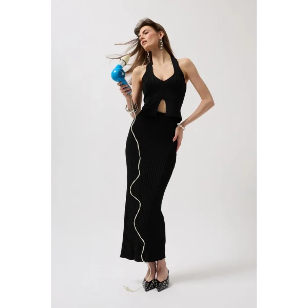 Yüksek Bel Dokulu Etek