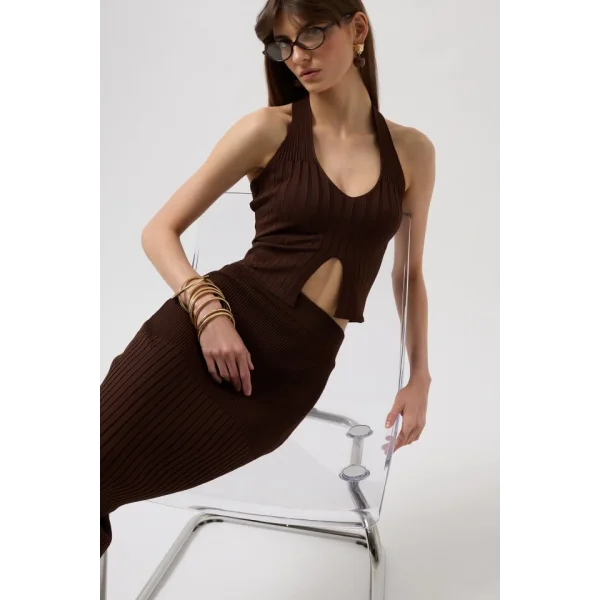 Yüksek Bel Dokulu Etek