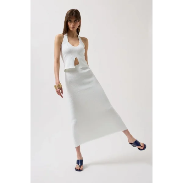 Yüksek Bel Dokulu Etek