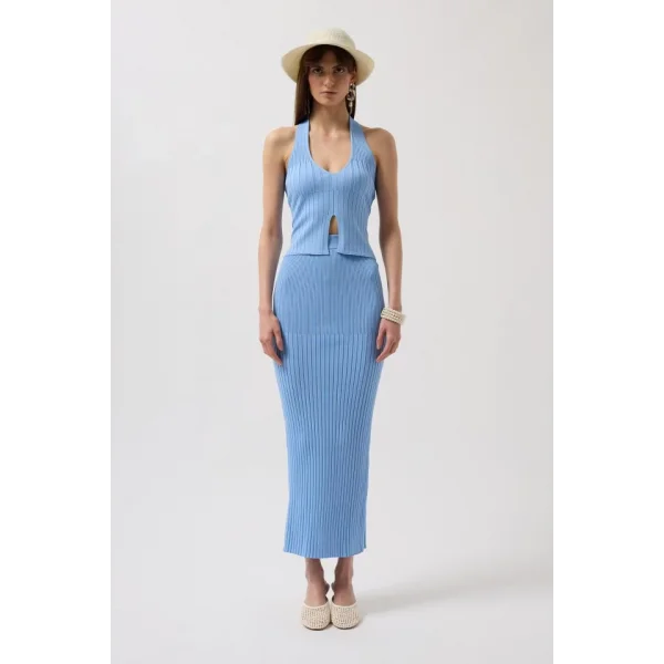 Yüksek Bel Dokulu Etek