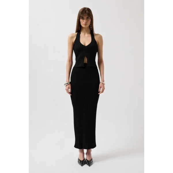 Yüksek Bel Dokulu Etek