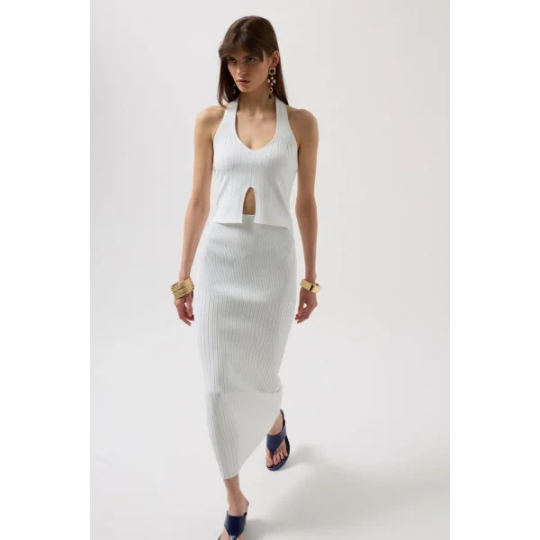 Yüksek Bel Dokulu Etek