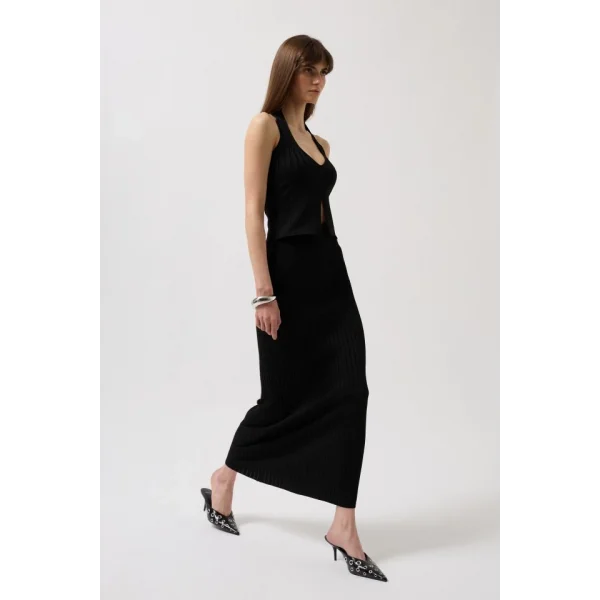 Yüksek Bel Dokulu Etek