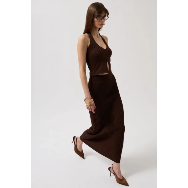 Yüksek Bel Dokulu Etek