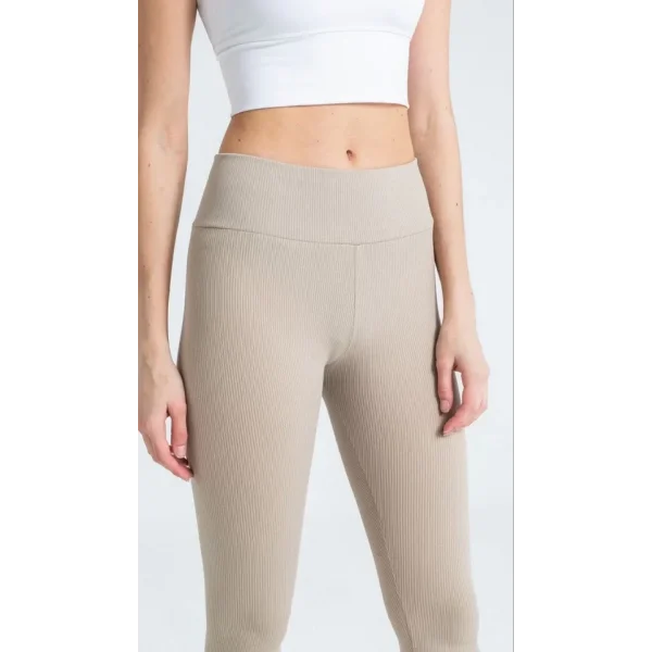 Yüksek Bel Fitilli Tayt  Bej