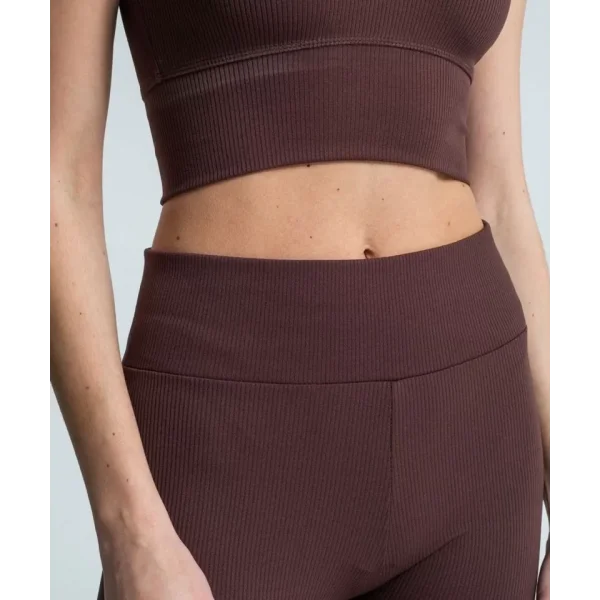 Yüksek Bel Fitilli Tayt  Kahverengi