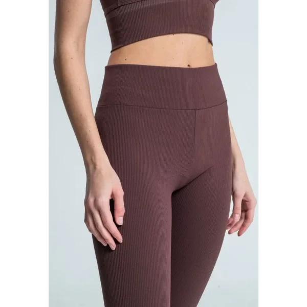 Yüksek Bel Fitilli Tayt  Kahverengi