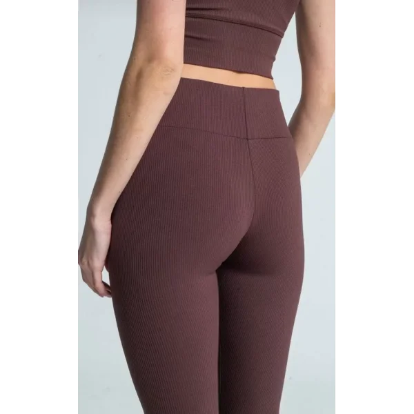 Yüksek Bel Fitilli Tayt  Kahverengi