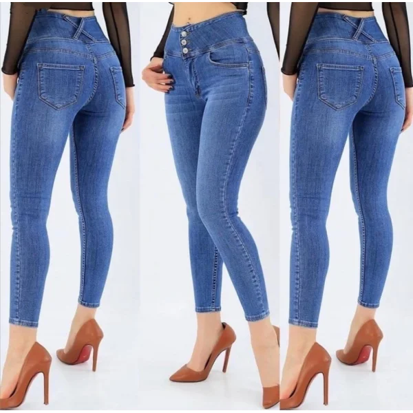 Yüksek Bel ikralı Jean Pantolon 90 Cm