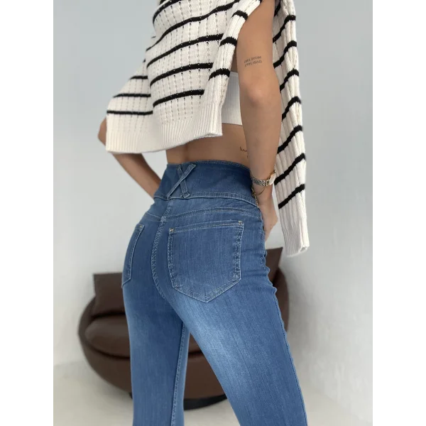 Yüksek Bel ikralı Jean Pantolon 90 Cm