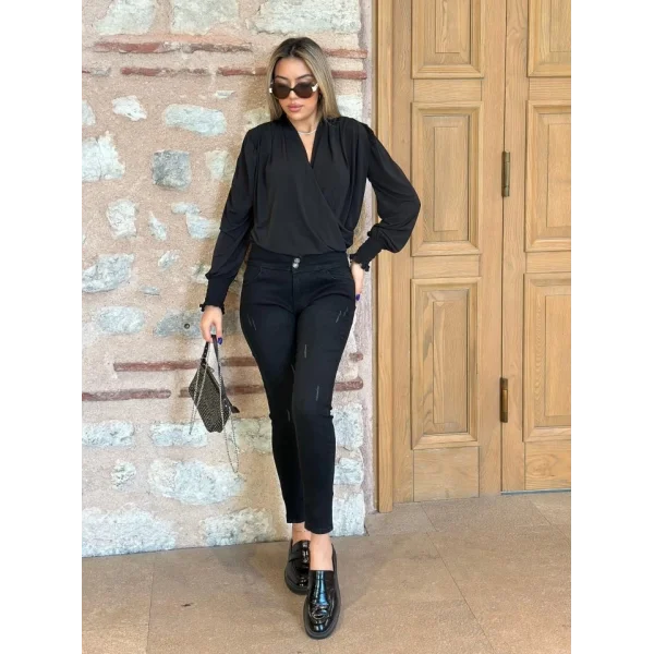 Yüksek Bel ikralı Jean Pantolon 90 Cm