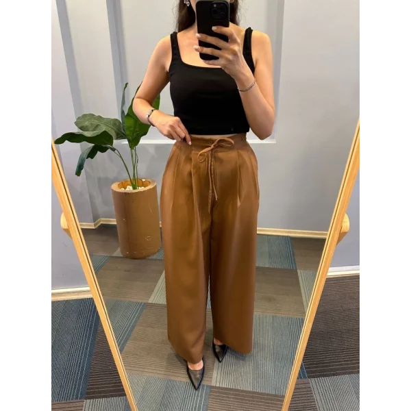 Yüksek Bel Kordon Detayli Pantolon