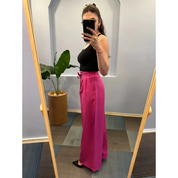 Yüksek Bel Kordon Detayli Pantolon