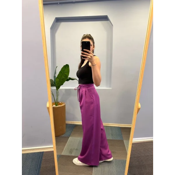 Yüksek Bel Kordon Detayli Pantolon