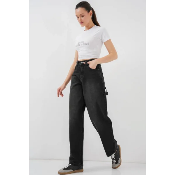 Yüksek Bel Kot Pantolon 6701 - Siyah
