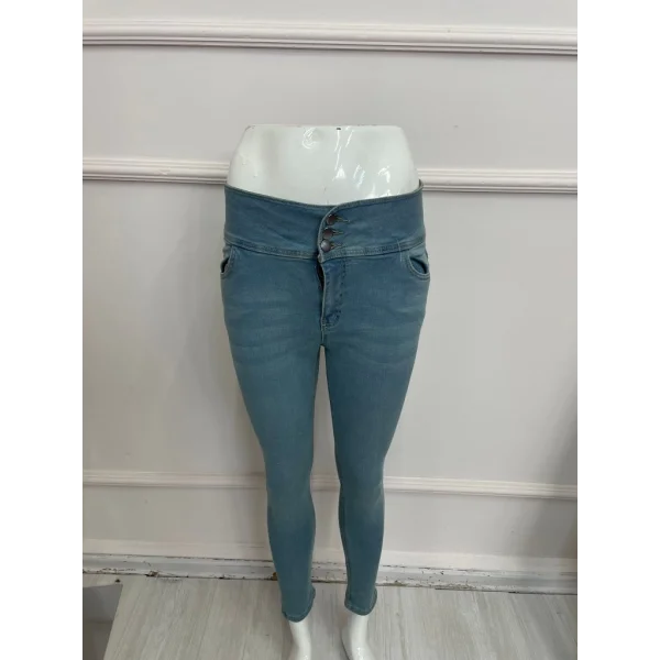Yüksek Bel Likralı Jean Pantolon 90 Cm