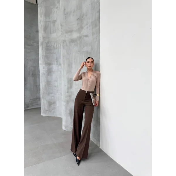 Yüksek Bel Straight Fit Palazzo Pantolon