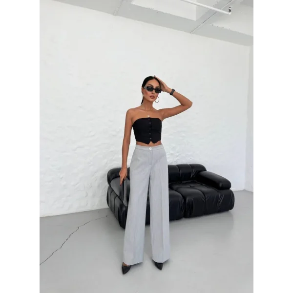 Yüksek Bel Straight Fit Palazzo Pantolon