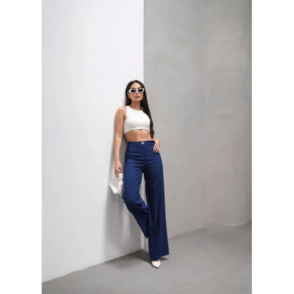 Yüksek Bel Straight Fit Palazzo Pantolon