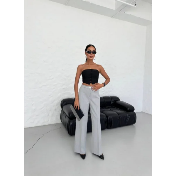 Yüksek Bel Straight Fit Palazzo Pantolon