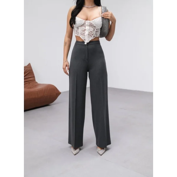 Yüksek Bel Straight Fit Palazzo Pantolon