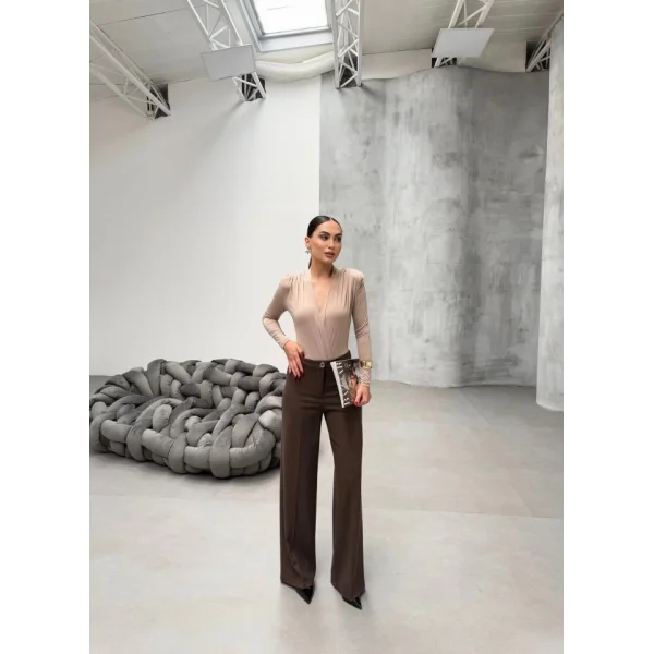 Yüksek Bel Straight Fit Palazzo Pantolon