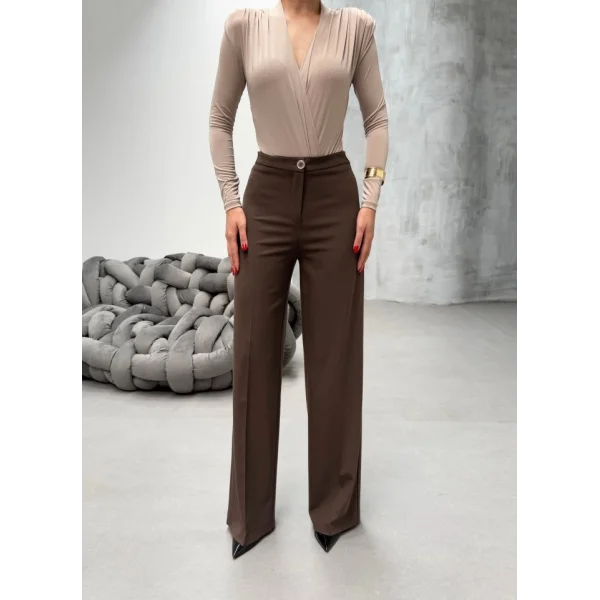 Yüksek Bel Straight Fit Palazzo Pantolon