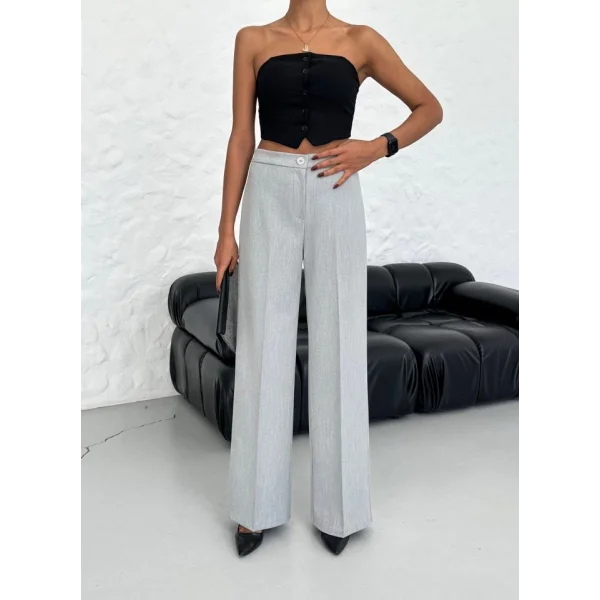 Yüksek Bel Straight Fit Palazzo Pantolon