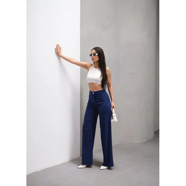 Yüksek Bel Straight Fit Palazzo Pantolon