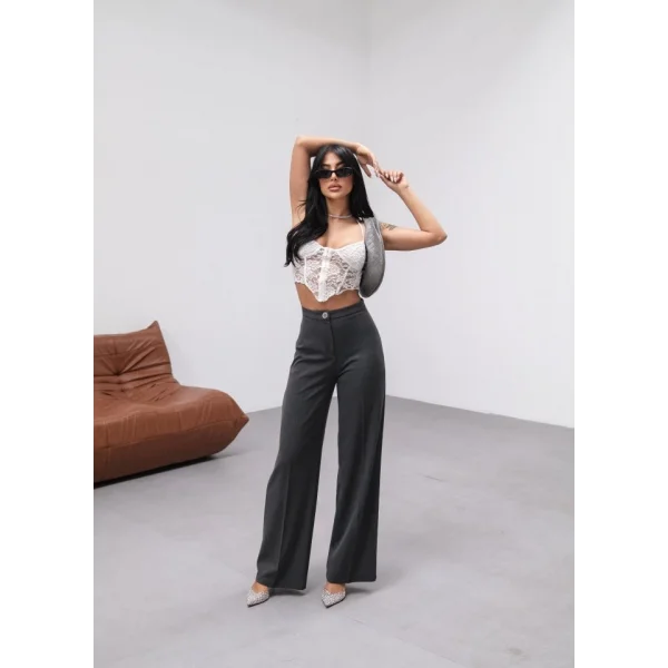 Yüksek Bel Straight Fit Palazzo Pantolon