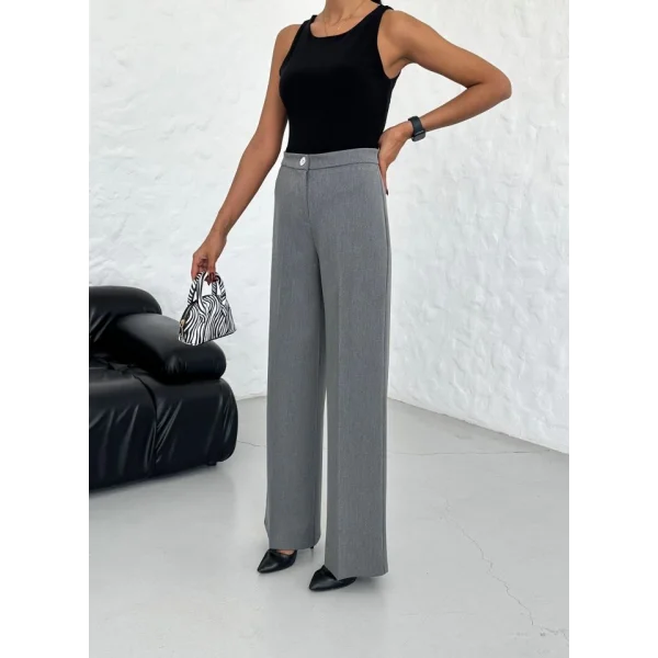 Yüksek Bel Straight Fit Palazzo Pantolon
