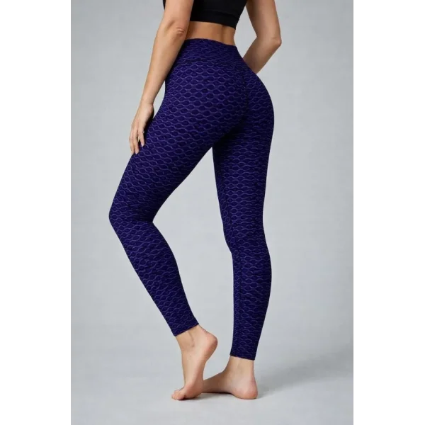 Yüksek Bel Toparlayıcı Likralı Büzgülü Tayt - Mavi