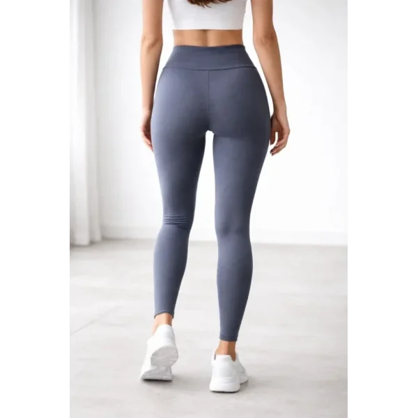 Yüksek Bel Toparlayıcı Likralı Dalgıç Spor Tayt Esnek Rahat Kalıp - Füme