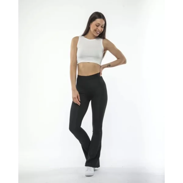 Yüksel Bel İspanyol Paça Tayt - Siyah
