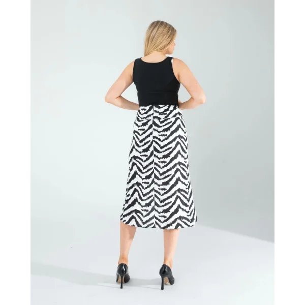 Zebra Desen Yandan Büzgülü Etek