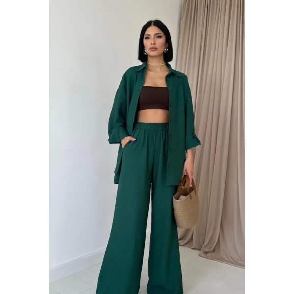 Zümrüt Alice Gömlek Ve Bol Kesim Pantolon Takım