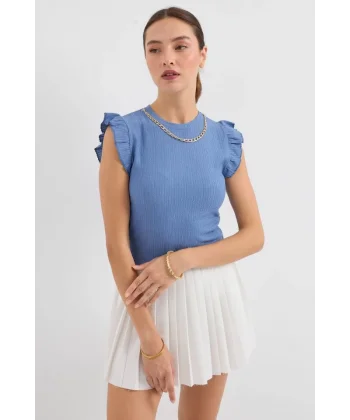 0430 Örme Bluz  İndigo