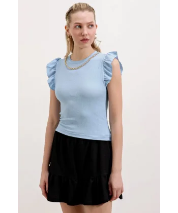 0430 Örme Bluz  Mavi