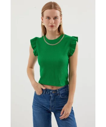 0430 Örme Bluz  Yeşil