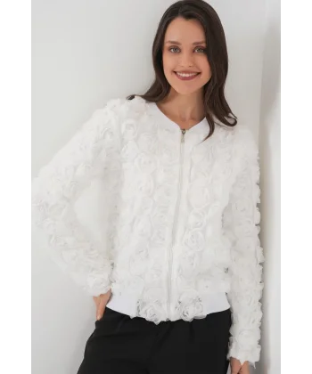 0719 Güllü Ceket  Beyaz