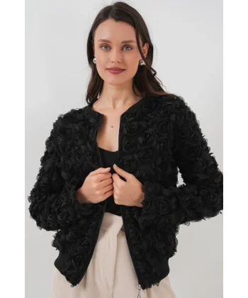 0719 Güllü Ceket  Siyah