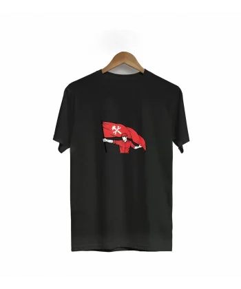 1 Mayıs Emekçilerimiz İçin Özel Tasarım Bayraklı Emekçi Baskılı T-shirt - Siyah