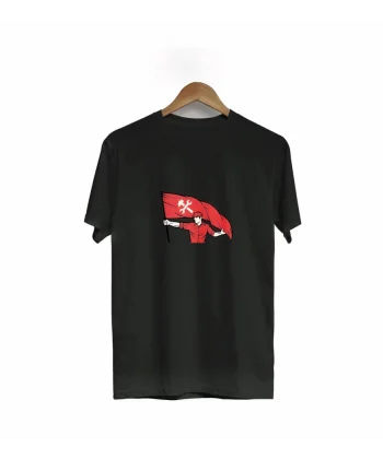 1 Mayıs Emekçilerimiz İçin Özel Tasarım Bayraklı Emekçi Baskılı T-shirt - Siyah
