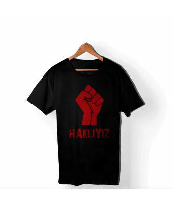 1 Mayıs Emekçilerimiz İçin Özel Tasarım HAKLIYIZ Baskılı T-shirt - Siyah