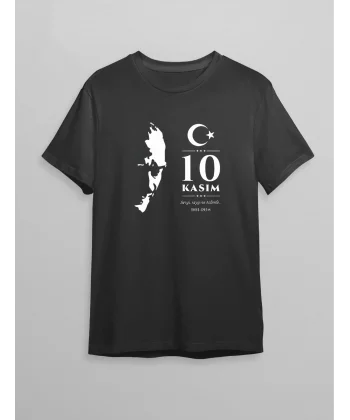 10 Kasım Atatürk Baskılı T-shirt - Siyah